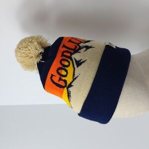 Goodlife Brewing Company Pom Pom Beanie Hat OS Blue Orange Yellow Cream Colors